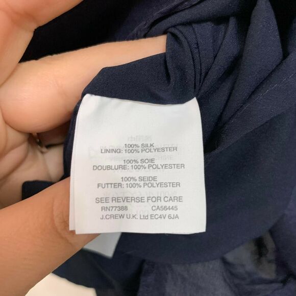 J.CREW Navy Peplum‎ Silk Tie Top Size 4 #G5365 - Picture 4 of 7